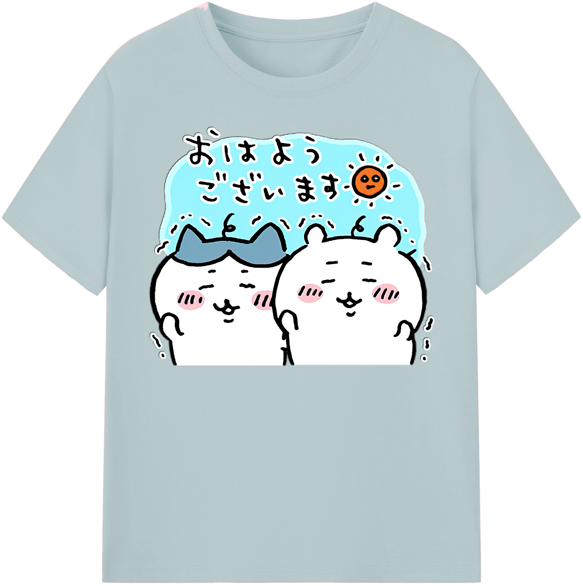 （画像用） ちいかわ ハチワレ Chii-kawa hachiware 綿100％半袖Tシャツ（フロントプリント）